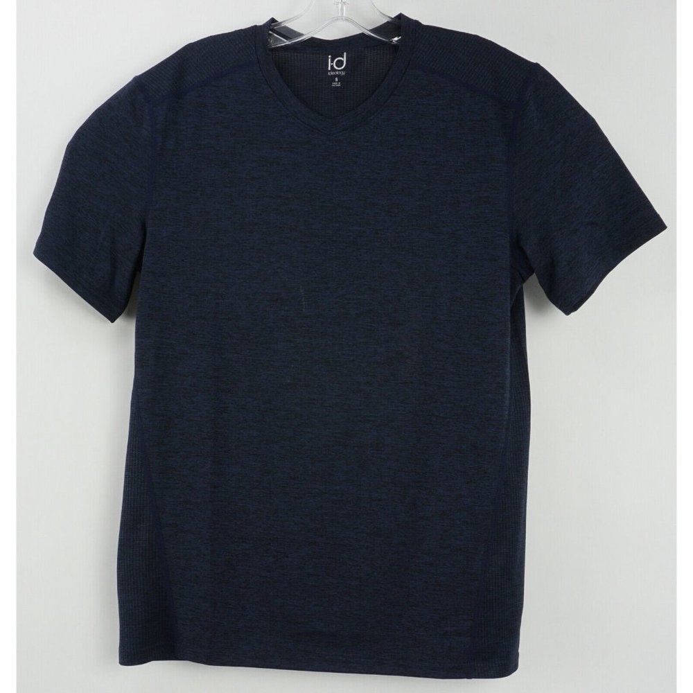 Ideology Mens Small Short Sleeve Dark Blue Heather Jersey Stretch V-Neck T-Shirt